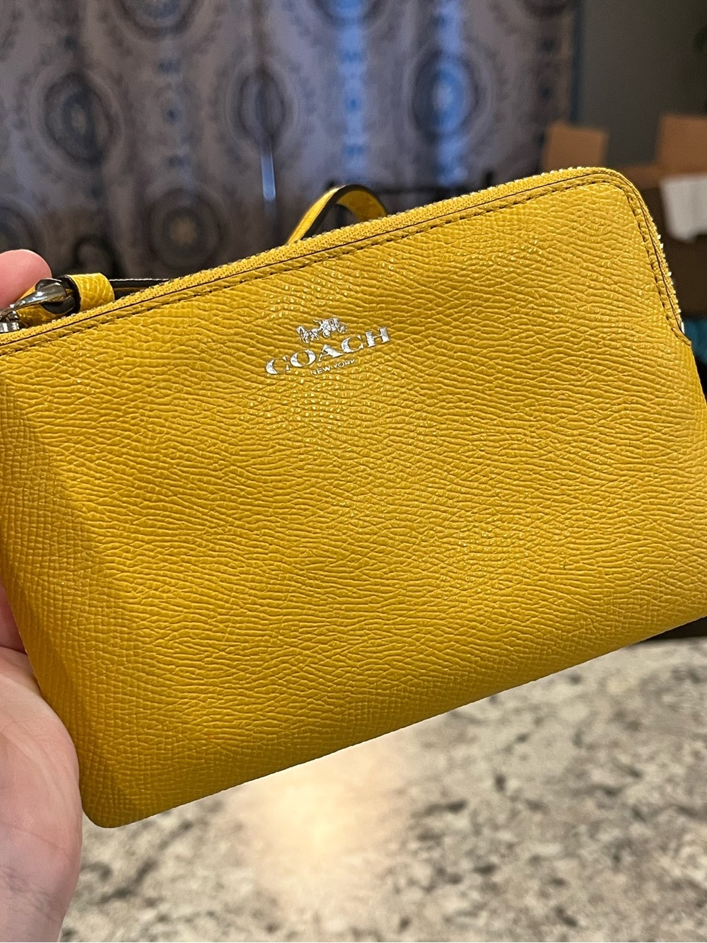 Coach Yellow Leather Zip Wristlet